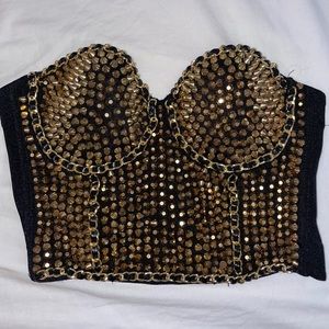 Gold rhinestone crop top. NWT